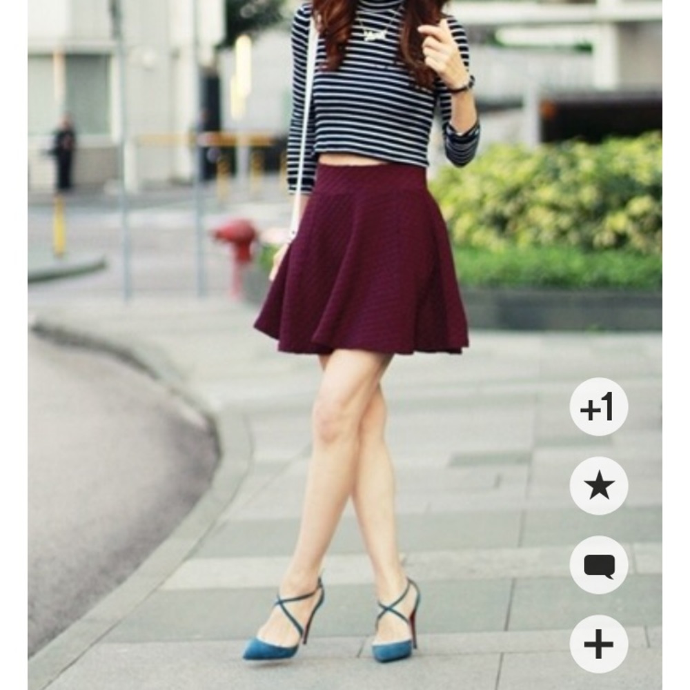 Maroon/Burgundy H&M Skater Skirt